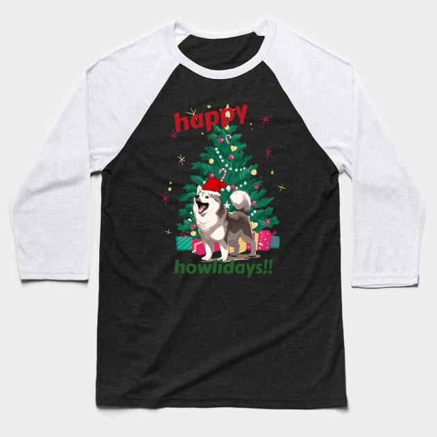 Happy Husky Howlidays! Baseball T-Shirt by XanderWitch Creative